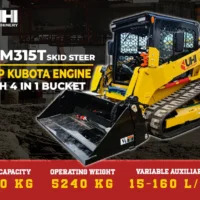 CDM315T skid steer with 98HP Kubota engine and 4-in-1 bucket